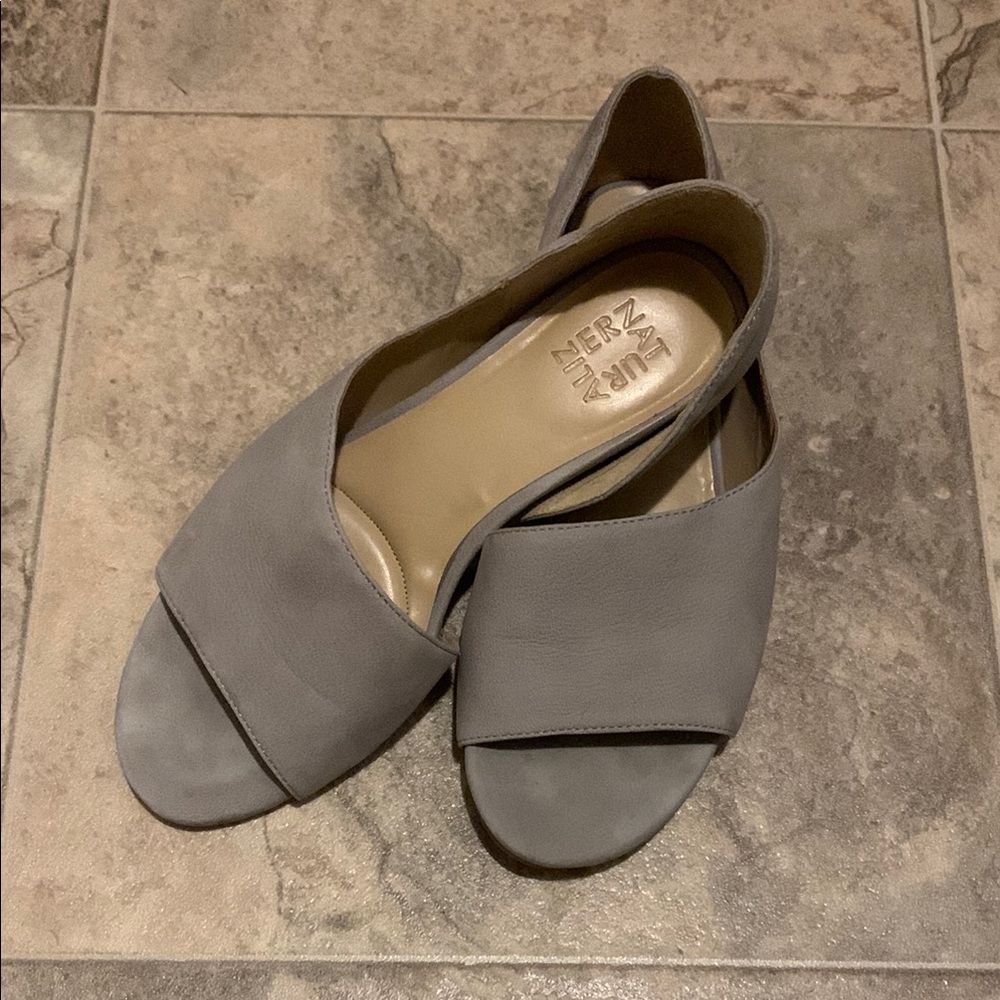🔥NATURALIZER Women's Gray Open-Toe Flats 🥿 8.5 US